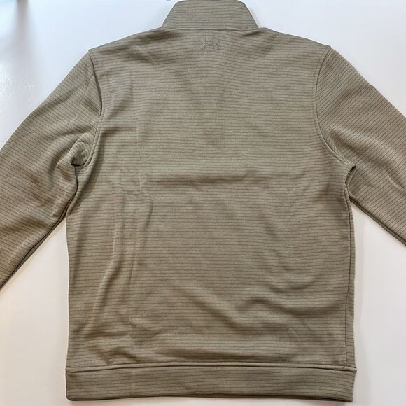 Under Armour Golf Men’s Quarter-Zip Beige Striped Performance Top Sz M - Picture 5 of 6